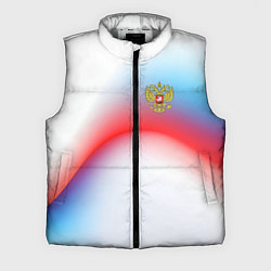 Мужской жилет Герб России на фоне абстрактного триколора