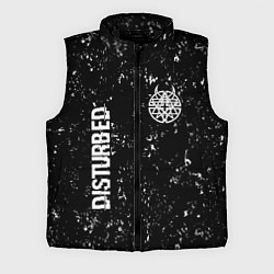 Мужской жилет Disturbed glitch на темном фоне вертикально
