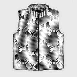 Мужской жилет Лабиринт с иероглифами на белом