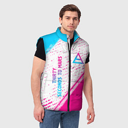 Мужской жилет Thirty Seconds to Mars neon gradient style вертика, цвет: 3D-черный — фото 2