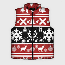 Мужской жилет Новогодний дракон и олени, цвет: 3D-черный