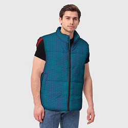 Мужской жилет Синий холст с зелёными бликами, цвет: 3D-красный — фото 2