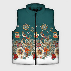Мужской жилет Индийский орнамент с птицами, цвет: 3D-черный
