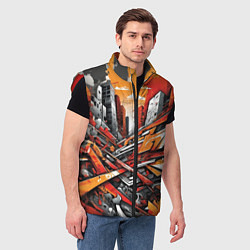 Мужской жилет Улица в оранжевом граффити, цвет: 3D-красный — фото 2