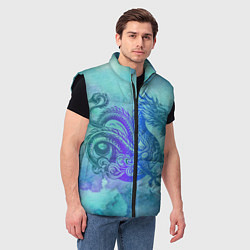 Мужской жилет Бирюзовый дракон узор, цвет: 3D-черный — фото 2