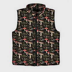 Мужской жилет Goblincore - мухоморы, цвет: 3D-черный