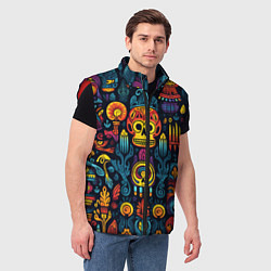 Мужской жилет Паттерн в мексиканском фолк-стиле, цвет: 3D-красный — фото 2