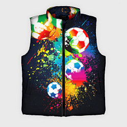 Мужской жилет Разноцветные футбольные мячи, цвет: 3D-красный