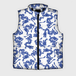 Мужской жилет Синие новогодние драконы