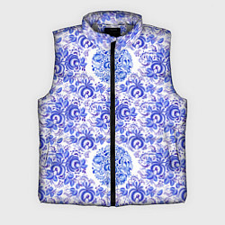 Мужской жилет Новогодняя гжель роспись, цвет: 3D-светло-серый