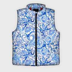 Мужской жилет Гжельская роспись на белом фоне, цвет: 3D-красный