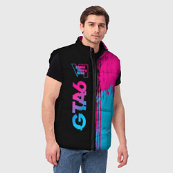 Мужской жилет GTA6 - neon gradient по-вертикали, цвет: 3D-черный — фото 2