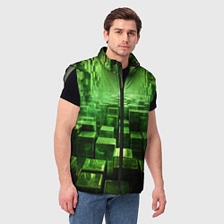 Мужской жилет Зеленые квадраты в лабиринте, цвет: 3D-светло-серый — фото 2