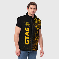 Мужской жилет GTA6 - gold gradient по-вертикали, цвет: 3D-черный — фото 2