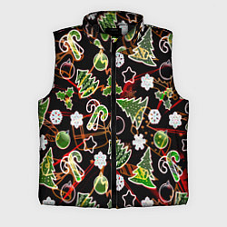 Мужской жилет Ёлочные игрушки и ёлки, цвет: 3D-черный