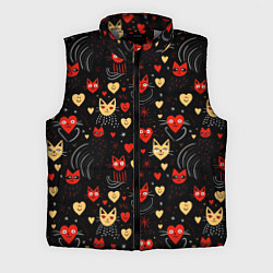 Мужской жилет Паттерн с сердечками и котами валентинка, цвет: 3D-светло-серый
