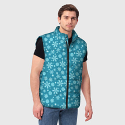 Мужской жилет Снежный новогодний паттерн, цвет: 3D-черный — фото 2