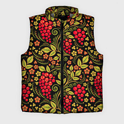 Мужской жилет Хохломская роспись красные ягоды, цвет: 3D-светло-серый