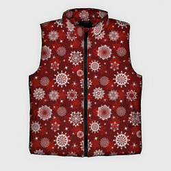 Мужской жилет Snowflakes on a red background, цвет: 3D-красный