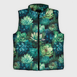 Мужской жилет Суккуленты акварель- паттерн