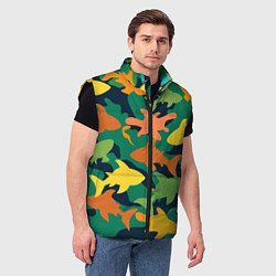 Мужской жилет Камуфляж силуэты рыбок, цвет: 3D-черный — фото 2