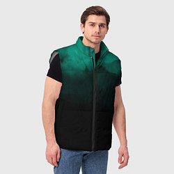 Мужской жилет Зелёный туман на чёрном, цвет: 3D-светло-серый — фото 2