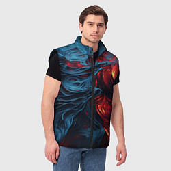 Мужской жилет Яркая волнистая абстракция, цвет: 3D-черный — фото 2