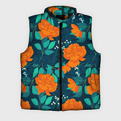 Мужской жилет Паттерн с оранжевыми цветами, цвет: 3D-черный
