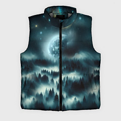 Мужской жилет Луна и туман в лесу, цвет: 3D-светло-серый