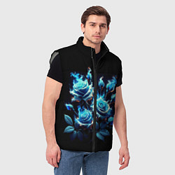 Мужской жилет Розы в голубом огне, цвет: 3D-светло-серый — фото 2