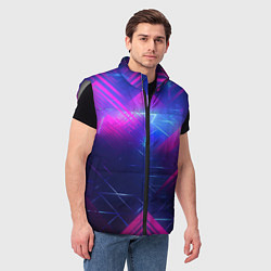 Мужской жилет Неоновые абстрактные треугольники, цвет: 3D-светло-серый — фото 2