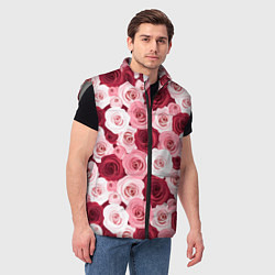 Мужской жилет Красные и розовые розы, цвет: 3D-светло-серый — фото 2