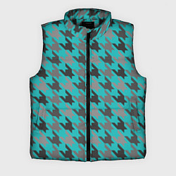 Мужской жилет Узор гусиные лапки бирюзовые, цвет: 3D-черный