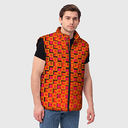 Мужской жилет Фиолетовые квадраты на чёрном фоне, цвет: 3D-черный — фото 2