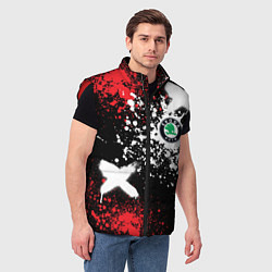 Мужской жилет Шкода на фоне граффити и брызг красок, цвет: 3D-красный — фото 2