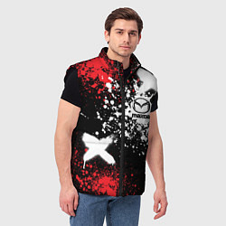 Мужской жилет Мазда на фоне граффити и брызг красок, цвет: 3D-черный — фото 2
