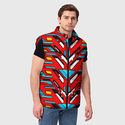 Мужской жилет Красно-синяя техно броня, цвет: 3D-красный — фото 2