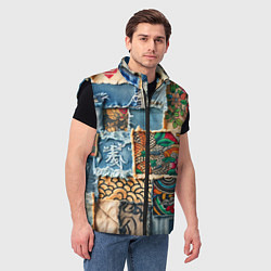 Мужской жилет Японские мотивы на дениме, цвет: 3D-черный — фото 2