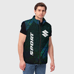 Мужской жилет Suzuki sport glitch blue, цвет: 3D-черный — фото 2