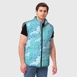 Мужской жилет Океанские волны из синих и бирюзовых камней, цвет: 3D-светло-серый — фото 2