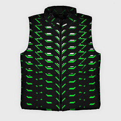 Мужской жилет Зелёно-белые полосы на чёрном фоне, цвет: 3D-черный
