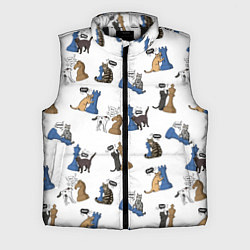 Мужской жилет Котики и шахматы белый, цвет: 3D-черный