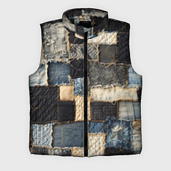 Мужской жилет Заплатки пэчворк на джинсе