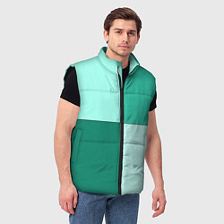 Мужской жилет Геометричный зелёный и мятный, цвет: 3D-черный — фото 2