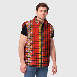 Мужской жилет Красные плитки, цвет: 3D-красный — фото 2