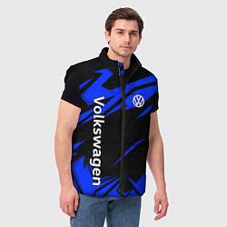 Мужской жилет Volkswagen - blue stripes, цвет: 3D-черный — фото 2