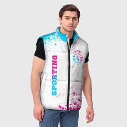 Мужской жилет Sporting neon gradient style вертикально, цвет: 3D-черный — фото 2