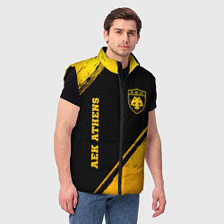 Мужской жилет AEK Athens - gold gradient вертикально, цвет: 3D-черный — фото 2
