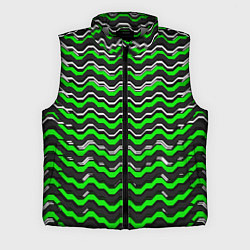 Мужской жилет Белые и зелёные полосы на чёрном фоне
