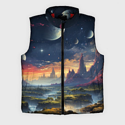 Мужской жилет Космический фантазийный мир на другой планете, цвет: 3D-красный